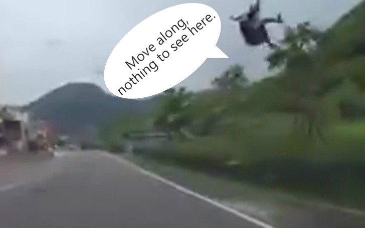 Paraglider Almost Lands in Front of a Car