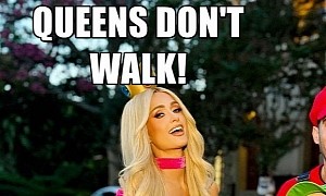 Paris Hilton as Princess Peach Rides an Airwheel Robot, Because Queens Never Walk