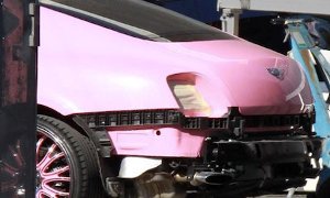 Paris Hilton's Pink Bentley Gets 'Kissed' Behind by Her SUV