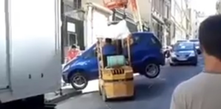 Forklifting a Mercedes