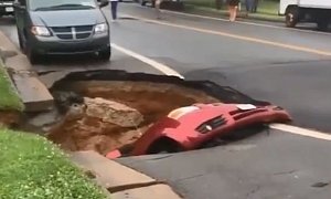 Parked Dodge Becomes Victim to Massive Sinkhole in Virginia