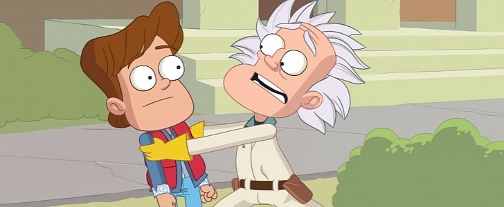 Doc Brown and Marty McFly in CollegHumor's parody