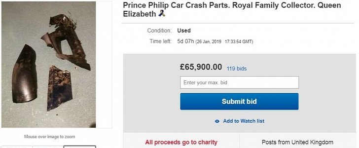 Bits from Prince Philip's crashed Land Rover Freelander pop up on eBay