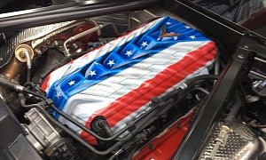 Patriotic C8 Corvette Owner Gets Custom Engine Cover, Captain America Is Proud
