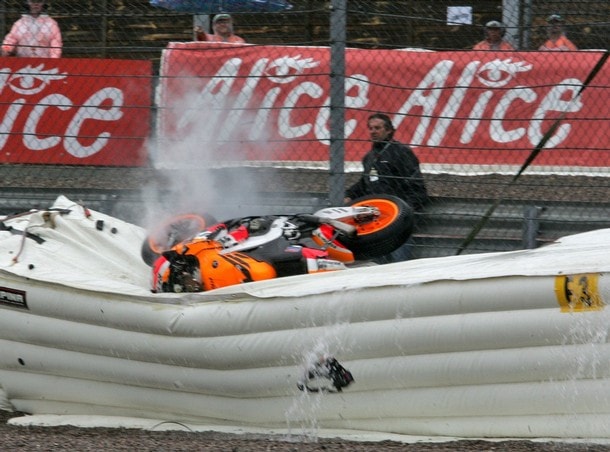 Images from Pedrosa's crash at Sachsenring last year