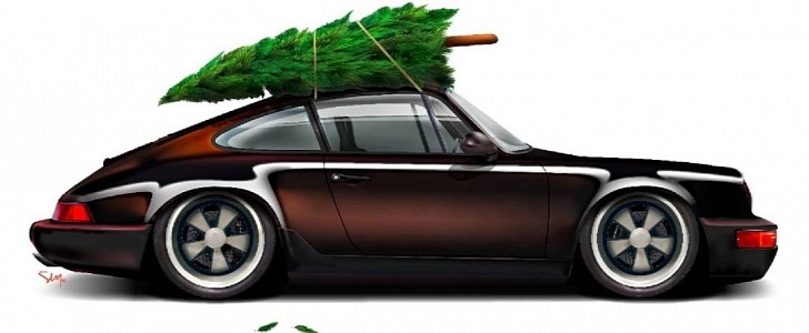 Porsche 911 Under a Merry Christmas Tree rendering by sylvain.reiniche.design