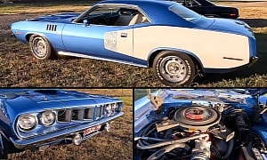 Perfectly Restored 1971 Plymouth 'Cuda Shines in B5 Blue/White Combo