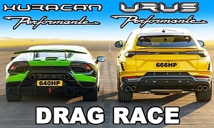Performante-Only Drag Strip Battle: Huracan vs. Urus Ends With "Braking News"