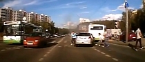 Peugeot 206 Sedan Catches Fire After Accident in Russia
