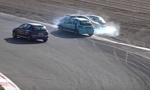 Peugeot 206 Triple Crash on the Track Looks Like a Panic Attack