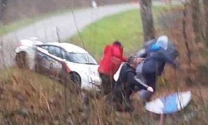 Peugeot RCZ R Flips, Nearly Crashes into Spectators at Franche-Comte Rally