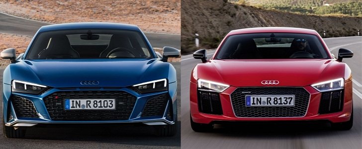 2020 Audi R8 vs. 2015 AUdi R8 front comparison
