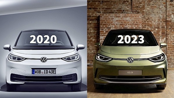 2020 Volkswagen ID.3 (left) vs 2023 Volkswagen ID.3 (right)