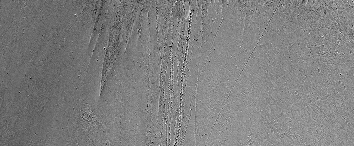 Footprint-like features on the surface of Mars