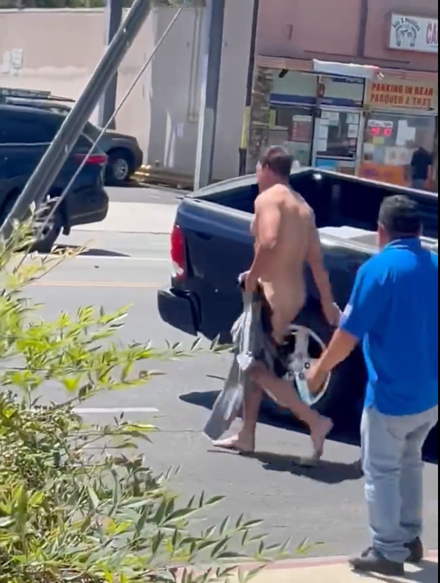 Dodge Ram Truck Driver Captured Crawling Out of Wreckage Naked, Casually Walks Away