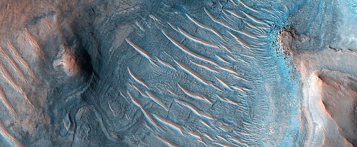Imaginary Arrakis sandtrout under the surface of Mars