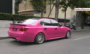 Pink BMW E60 5 Series Spotted in China