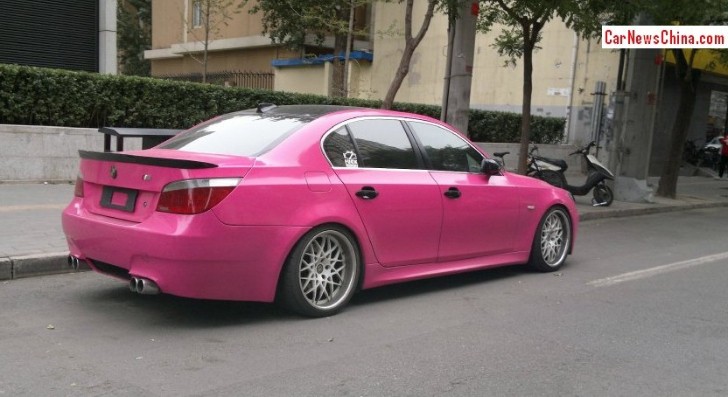 Pink BMW E60 5 Series in China