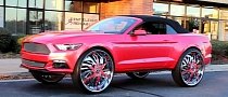 Pink Ford Mustang Convertible on DUB 30-Inch Wheels Is a Weird SUV