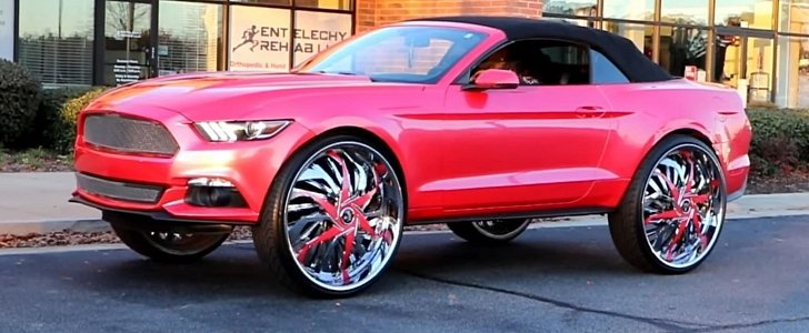 Pink Ford Mustang Convertible on DUB 30-Inch Wheels Is a Weird SUV ...