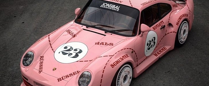 Pink Pig Porsche 959 Rendered on Turbofan Wheels