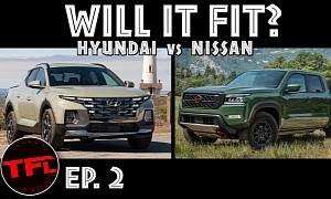 Pint-Sized Hyundai Santa Cruz, 2022 Nissan Frontier Get Into “Will It Fit” Battle