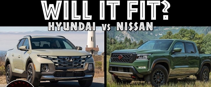 2022 Hyundai Santa Cruz vs. 2022 Nissan Frontier "Will It Fit?" comparison 
