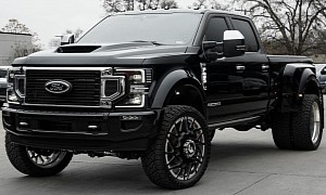 Pitch Black, Lifted Ford F-450 Dually on Spiked 26s Is Not Your Average “Hi-Riser”