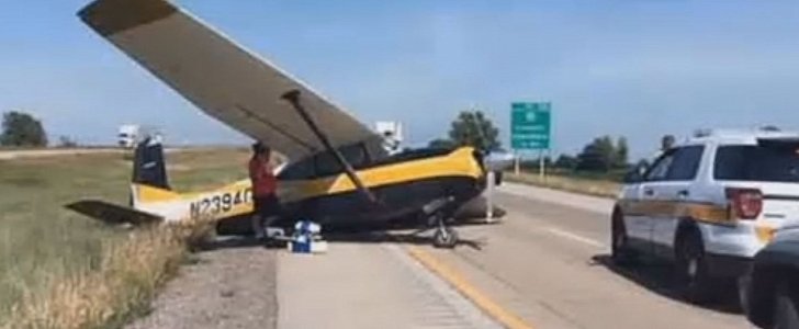 Plane makes emergency landing in Illinois, crashes into passenger car