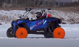 Polaris RZR on 30-Inch Saw Blades Can Barely Handle a Few Inches of Snow