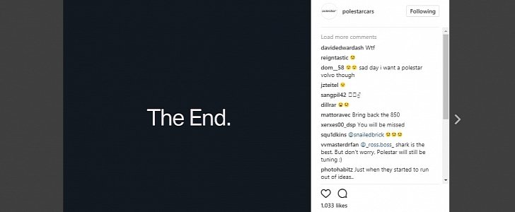 Polestar “The End” Instagram Post 