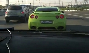 Police Chases Lime Green Nissan GT-R in Russia