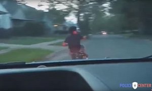 Police Dashcam Shows the Moment a Runaway 14-Year-Old Crashes on His Mini-bike