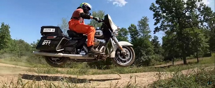 Police Harley-Davidson Motorcycles off-road