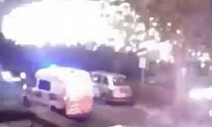 Police Van Pelted With Fireworks While on The Job