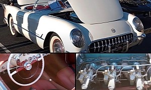 Polo White 1954 Chevrolet Corvette Flaunts Early Blue Flame and Powerglide Combo