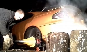 Pontiac GTO Used as Log Splitter Replaces the Axe with an LS2 V8