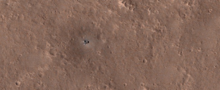 NASA's Mars Reconnaissance Orbiter sees Insight covered in dust