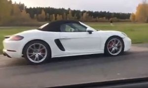 Porsche 718 Boxster vs. Tuned BMW M135i Airfield Drag Race Gets Brutal