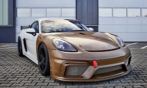 Porsche 718 Cayman GT4 Clubsport MR Gets Natural Fiber Makeover, Looks Like Wood