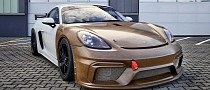 Porsche 718 Cayman GT4 Clubsport MR Gets Natural Fiber Makeover, Looks Like Wood