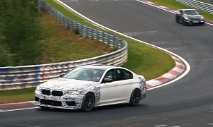 Porsche 718 Cayman GT4 RS Chases 2021 BMW M5 CS on Nurburgring, Flat-Six Screams