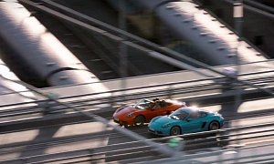 Porsche 718 Cayman S Races 718 Boxster S in New Commercial