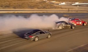 Porsche 911 Camera Car Films Ferrari-Engined Toyota 86 vs Nissan 370Z Drift Duel