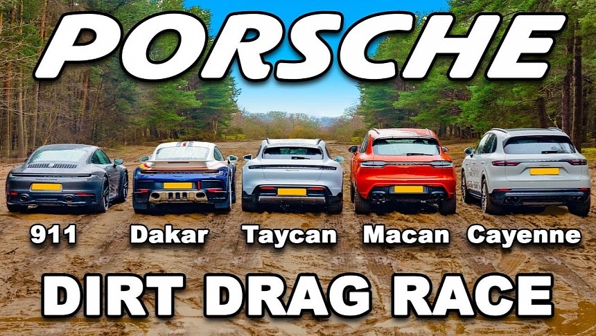 German Humor: Porsche drag race in the mud
