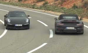 Porsche 911 Facelift Spied during Boxer Engine Duet