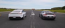Porsche 911 GT2 RS Drag Races Porsche Taycan Turbo S, Humiliation Ensues