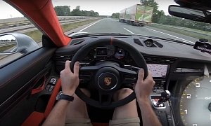 Porsche 911 GT2 RS Passes Truck at 212 MPH/342 KPH in German Autobahn Test