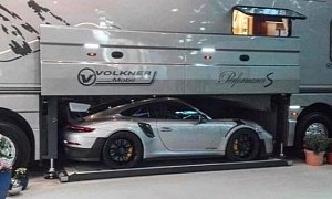 Porsche 911 GT2 RS Riding Inside Volkner Mobil Motorhome Is Living The Dream