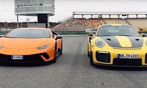 Porsche 911 GT2 RS vs. Lamborghini Huracan Performante Track Battle Is Epic